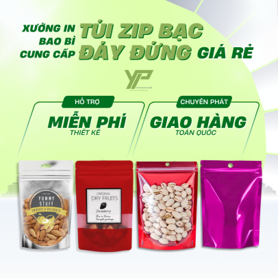 Xưởng In Bao Bì Cung Cấp Túi Zip Bạc Đáy Đứng Giá Rẻ