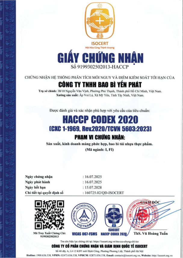 Chứng nhận hệ thống phân tích mối nguy và điểm kiểm soát tới hạn HACCP CODEX 2020