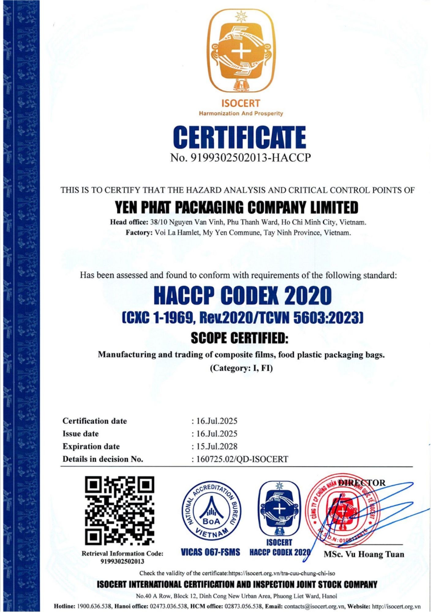 HACCP Codex 2020 Hazard Analysis and Critical Control Points Certification
