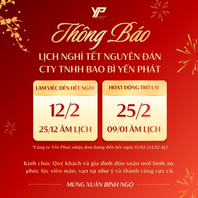Thông Báo Lịch Nghỉ Tết 2026 Của Bao Bì Yến Phát