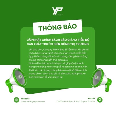 Thông Báo Cập Nhật Báo Giá &amp; Tiến Độ Sản Xuất Bao Bì