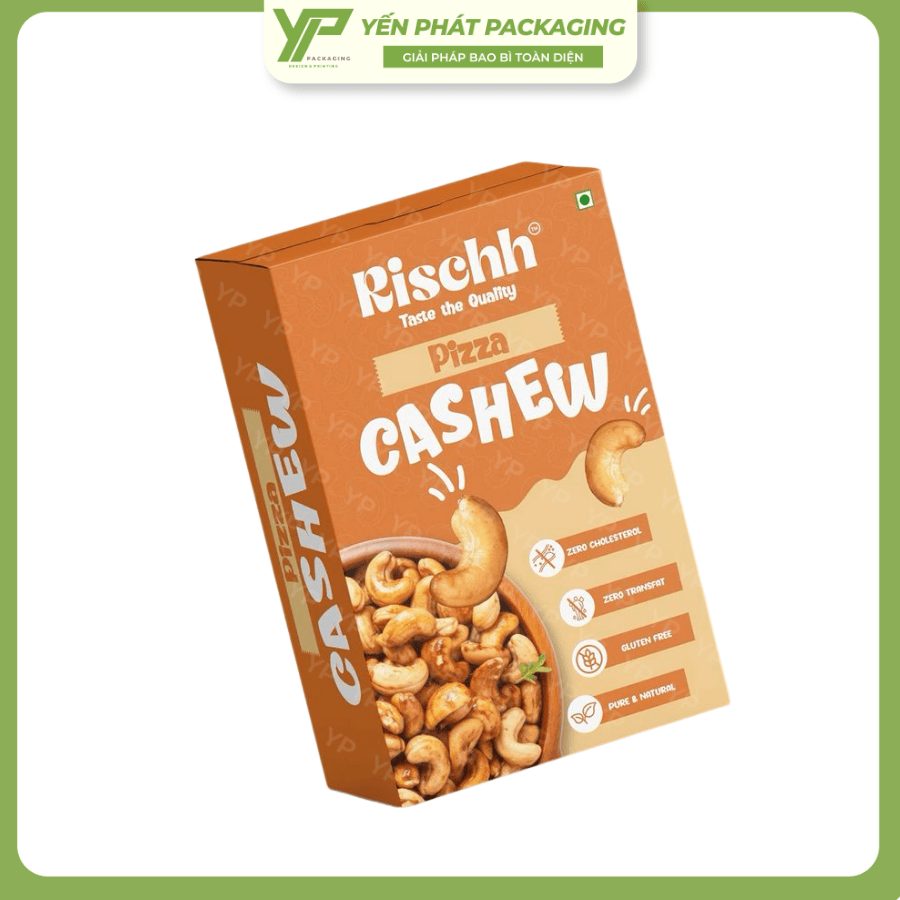 Bao bì hạt điều có thiết kế hộp giấy