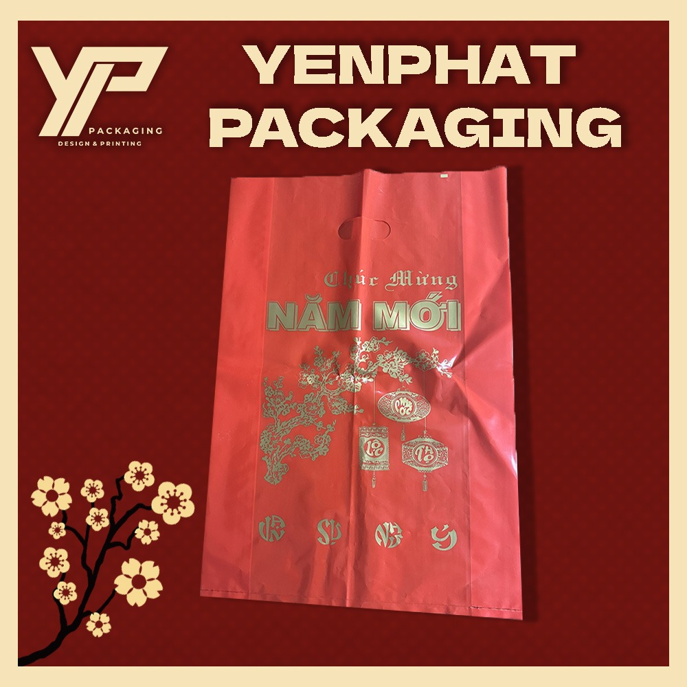Túi chúc mừng năm mới có hoa văn in nhũ vàng