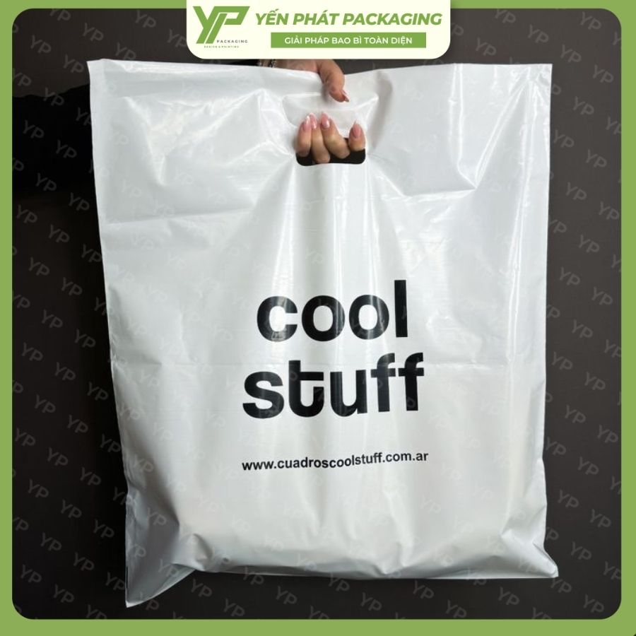 Túi hột xoài PE màu trắng sữa, in logo