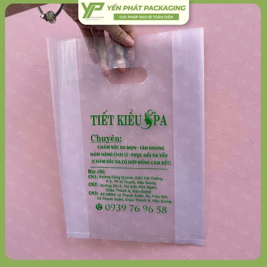 Túi hột xoài PE trắng trong cao cấp, in lụa