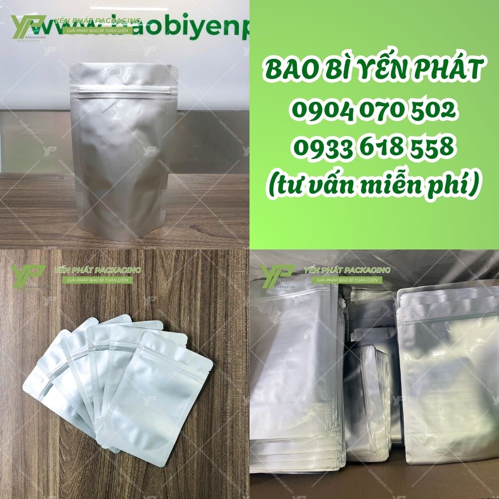 Túi zip bạc đế đứng
