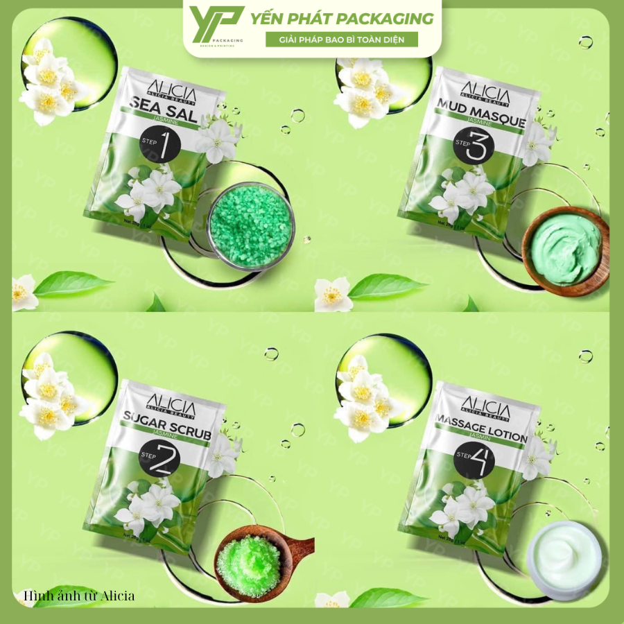 Mock-up thành phẩm 1 bộ sản phẩm 4 bước dưỡng da