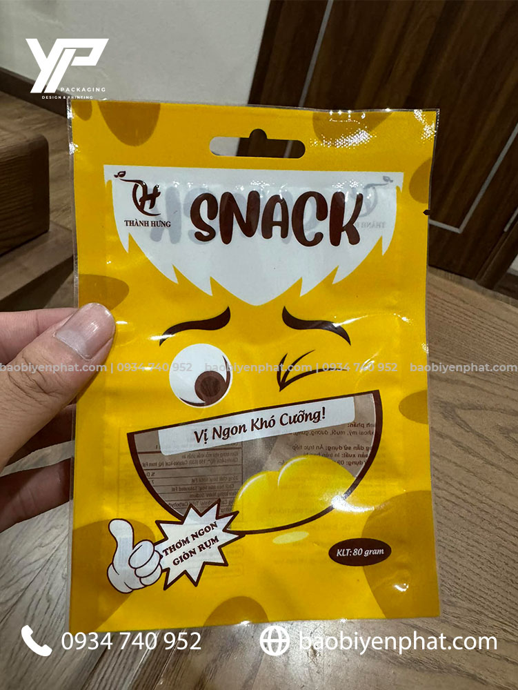 Túi ép 3 biên cho sản phẩm Snack Thành Hưng