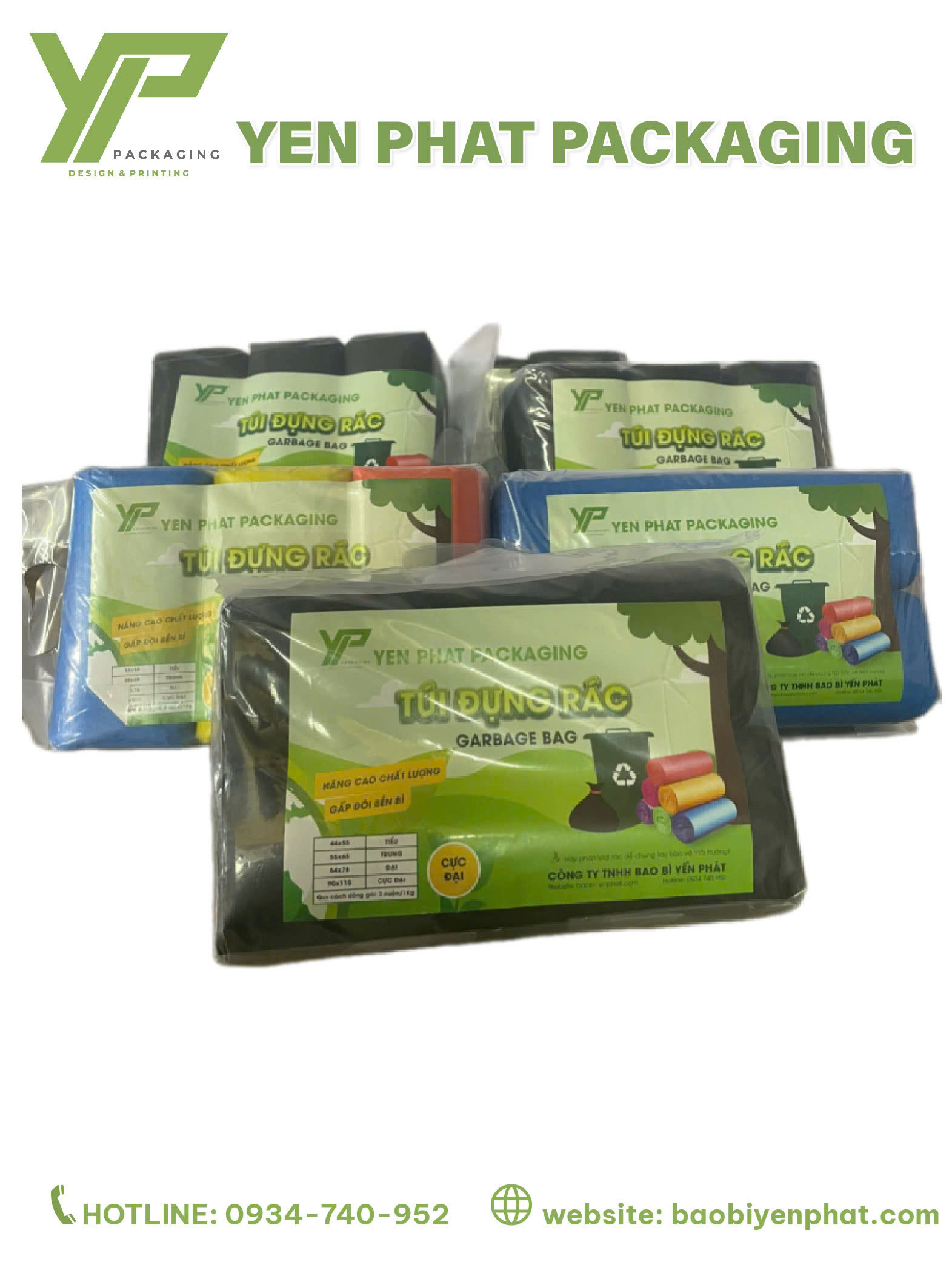 Túi đựng rác đen cỡ đại, 2 cuộn 1 túi