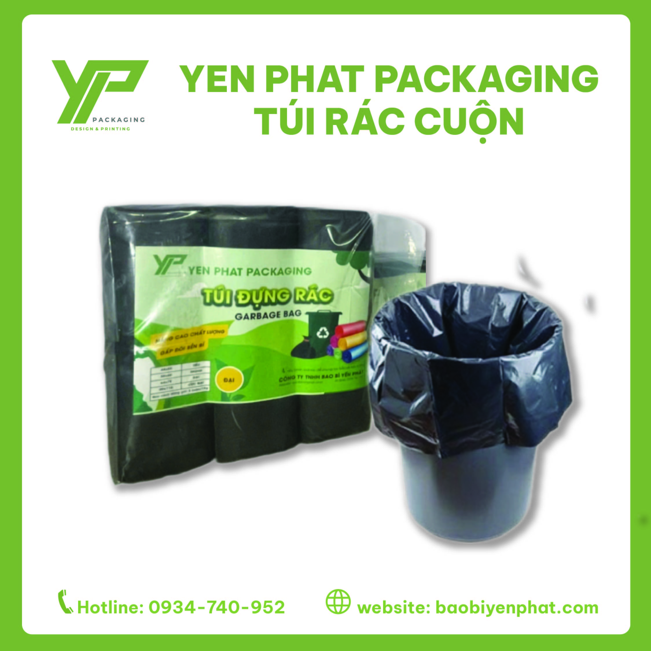 Túi rác cuộn cỡ trung, size 55-65 cm, thùng 7 lít