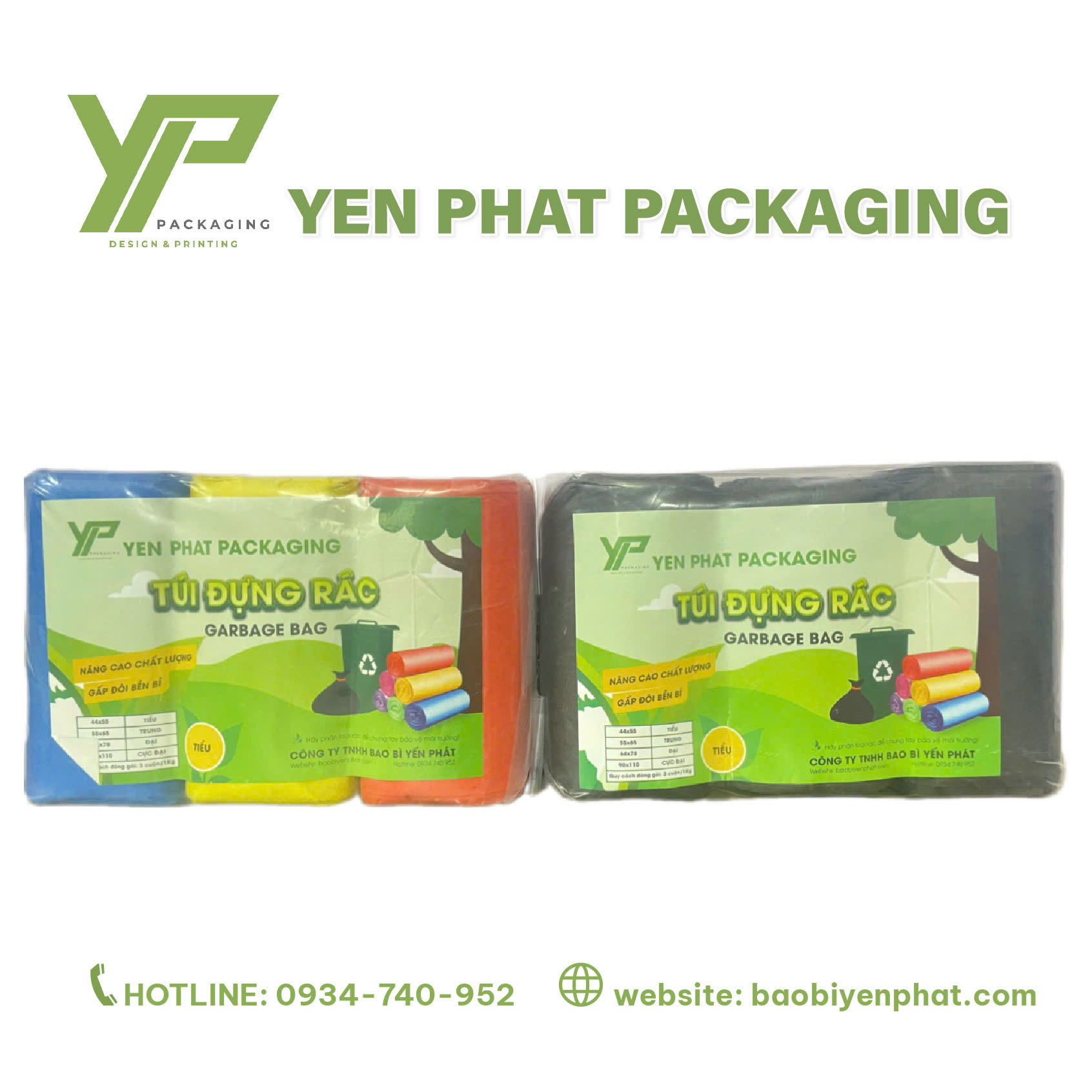 Cuộn rác đen và cuộn rác 3 màu