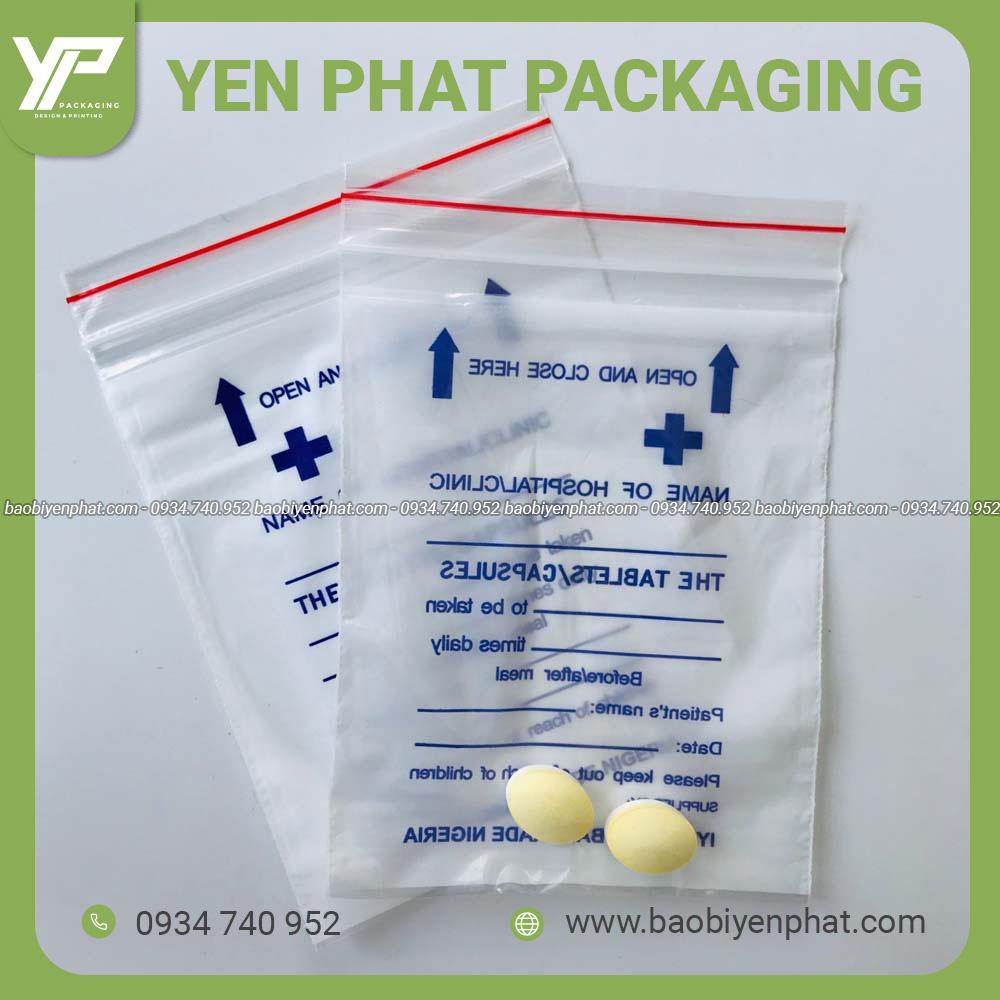 Túi zip chỉ đỏ đựng thuốc tây