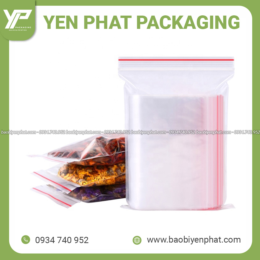 Túi zip chỉ đỏ đựng trà